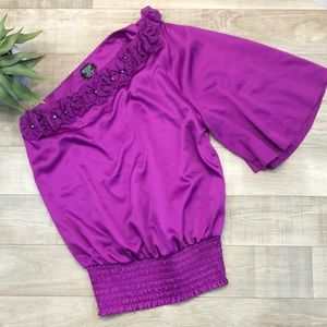 Rue 21  floral embellished one sleeve top size S